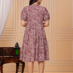 sugandh febric Women Fit and Flare Brown Midi/Calf Length Dress image 2