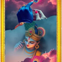 Radha Krishna Wall Frame | Hindu God & Goddess Painting for Puja Room Digital Reprint 12 inch x 9 inch Painting-image-1