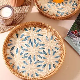 habereindia Serving Tray | Tray Set For Serving | Tray For Serving | Tea Tray | Ceramic Tray - Large image 1