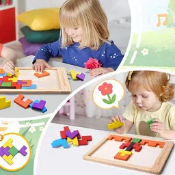ntz LEARNIG TOYS Tangram Puzzle Educational Toy For Kids learnig activiti 40 Pieces image 2