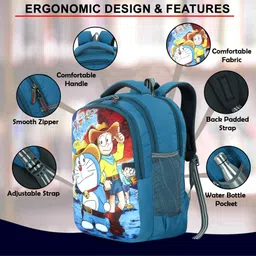 bayo Doraemon 1st/2nd/3rd/4th & 5th class school Bag +Lunch Bag Free for Boys & Girls Waterproof School Bag image 3