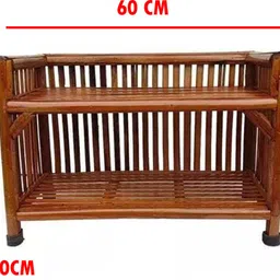 zaancreation Bamboo Cane 2 Shalf Bookshelve Utility Rack Planter Space Saving Home Kitchen Solid Wood Open Book Shelf image 4