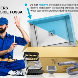 fossa 21"x18"x9" Inch Single Bowl Premium Handmade Kitchen Sink Matte Finish FS-03 Vessel Sink image 4