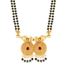 MEENAZ Gold-Plated & Beaded Long Wati Mangalsutra image 4