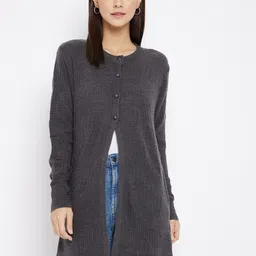 CLAPTON Self Design Cable Knit Woollen Longline Cardigan Sweaters-picture-27