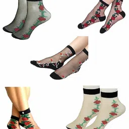 Women Self Design Mid-Calf/Crew-image-57