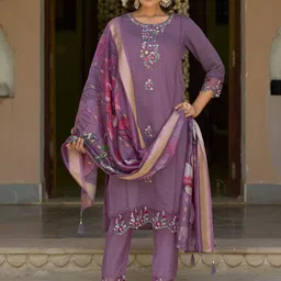 VredeVogel Women Ethnic Motifs Embroidered Regular Kurta with Trousers & With Dupatta-picture-46