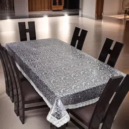 vj retails Self Design, Fleur-de-lis, Printed 6 Seater Table Cover image 3