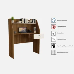 sivom Tron Hutch Desk in Lyon Teak & White Colour image 3