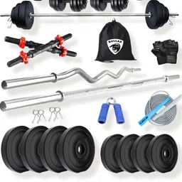 bullar 20 kg PVC Weight Rod Set | 3ft EZ + 3ft Straight Dumbbell Bar Combo Home Gym Combo-picture-25