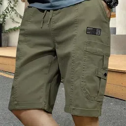 pitzz Solid Men Green Cargo Shorts-picture-30