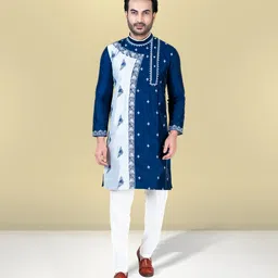 Men Embroidered Art Silk Straight Kurta-image-6