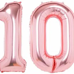 acome Solid 16” No.10 Rose pink Foil Balloon for 10th Year Birthday Decoration Items for Boys Or Girls / Anniversary Decorations Pack of 2 Balloon-picture-18