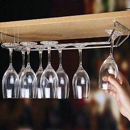 plantex Wine Glass Rack/Holder Upside Down Glass Hanging Organizer for Pubs/Kitchen/Bars (Double Line - Large) Stainless Steel Wine Rack-picture-39