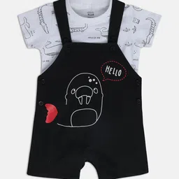 MINI KLUB Infant Boys Printed Pure Cotton Dungaree With T-Shirt-picture-26