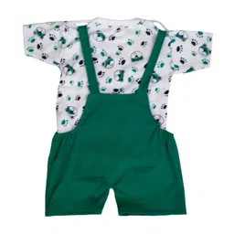 BAESD Infants Floral-Printed Pure Cotton Dungaree With Printed T-Shirt image 2