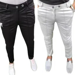 k.k garment Pack of 2 Men Regular Fit Multicolor Lycra Blend Trousers-picture-13