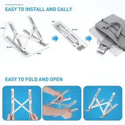 VIBHU ENTERPRISE VIBHU Adjustable Laptop Stand, Aluminum Portable Laptop Holder Desk for Cooling 0059 Laptop Stand image 3