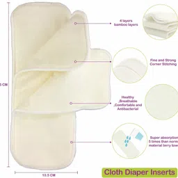 bembika 4-Layer Viscose Bamboo Fiber Inserts Liners Natures Cloth Diaper Liner,Reusable Washable inserts image 3