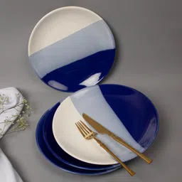 the white space living Pack of 4 Ceramic 'Sky & sea' Ceramic Dinner Plate Matte Finish Set of 4-10 Inch Dinner Set-picture-12