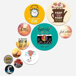 sndart Set Of 11 Modern Art Motivational Quotes Round Self Adhesive Wall Paintings Digital Reprint 21 inch x 26 inch Painting image 4