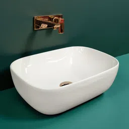 foxx Premium White Ceramic Wash Basin(White Gloss) for Home and Hotels (18x13x5)(High Goss White) Table Top Basin image 3