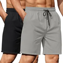 arsh fashion Pack of 2 Solid Men Black, Grey Regular Shorts-picture-28