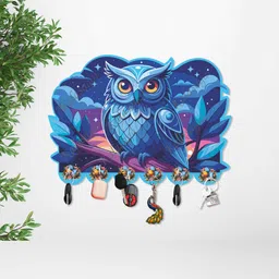 shree sanwariya crafts Premium Eye-Catching Nazra Owl Key Hanger for Home Decoration Wood Key Holder-picture-24