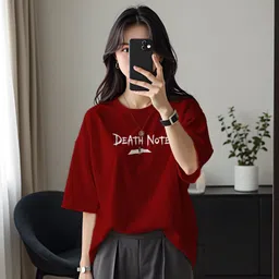 infirax Women Printed Round Neck Cotton Blend Maroon T-Shirt-picture-14