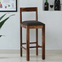 woodsworth from pepperfry Enkel Sheesham Wood Bar Stool In Rustic Teak Finish with Dark Grey Cushion-picture-13