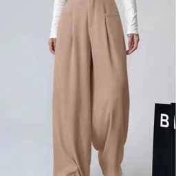 leriya fashion Women Regular Fit Beige Lycra Blend Trousers-picture-27