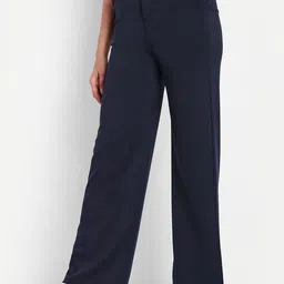broadstar Women Loose Fit Blue Cotton Blend Trousers-picture-15