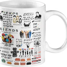 gausinga Enterprises Ceramic Round Printed Friends Tv Show Coffee 325 ml White color Plain pack of one Ceramic Coffee Mug-picture-22