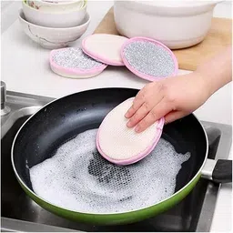 hakily MultiPurpose 2 in 1 Double Side Wire Dish Cloth Dishwashing Sponge Scrub Sponge image 4