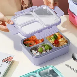 rbgiit Stainless Steel Lunch Dabba Leak Proof Tiffin Box School College Students 3 Containers Lunch Box-picture-27