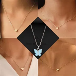 boghra sales combo pendant for girls Gold-plated, Silver, Rhodium Crystal Brass, Silver, Alloy Pendant-picture-24