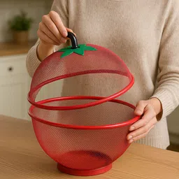 Apple Shape Fruits & Vegetables Basket for Kitchen With Net Cover Stainless Steel Fruit & Vegetable Basket-image-36