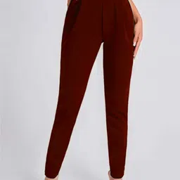 dream beauty fashion Women Slim Fit Maroon Viscose Rayon Trousers-picture-22