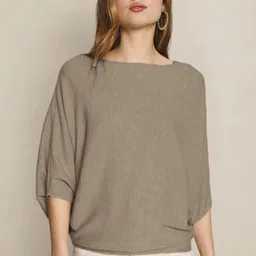 nachu Party Butterfly Sleeves Solid Women Brown Top-picture-11