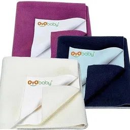 Baby Dry Sheet, Small Size, Pack Of 3 (Dark Sea Blue, Ivory , Rani Pink)-image-0
