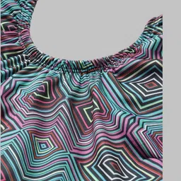 aarika Womens Sports Wear Firozi-Black Colour Abstract Print Nylon Swim Suit Self Design Women Swim-dress Light Blue Swimsuit image 2