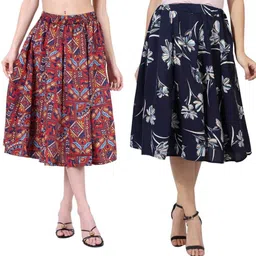 manat diva Women Printed A-line Multicolor Skirt-picture-13
