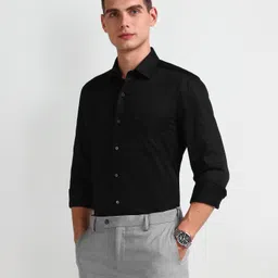 arrow Men Slim Fit Self Design Cut Away Collar Formal Shirt image 2