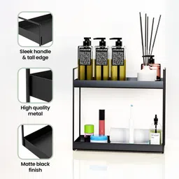 mocking bird Utensil Kitchen Rack 2 Tier Standing Spice Rack, Bathroom , Makeup Countertop Storage Shelf Organizer Steel image 4