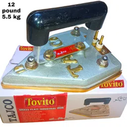 tovito by tajco 12 pound (5.5 kg) Commercial Manual Electric Brass Plate laundry iron box 800 W Dry Iron-picture-20