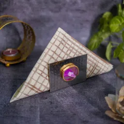 home arte Metal Tissue Holder with Agate for Dining Table Pink image 1