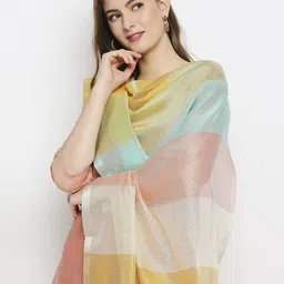dupatta bazaar Silk Blend Striped Multicolor Women Dupatta image 3