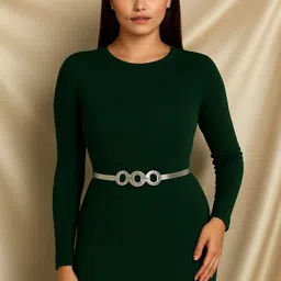 bestmoon Women Evening, Party Silver Artificial Leather Belt image 3