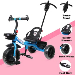 kriddo Tricycles and Cycles for Kids Cycle for Baby with Parental Control for kids. KR-HDL 01-BLUE Tricycle image 2
