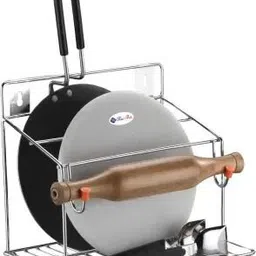 uptop Chakla/Belan Kitchen Rack 100% Stainless Steel Belan and Chakla Stand, Belan Tava stand 4in1 Kitchen Rack Steel image 5